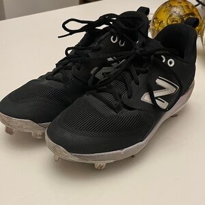 New Balance Black and Silver Athletic Spiked Cleats